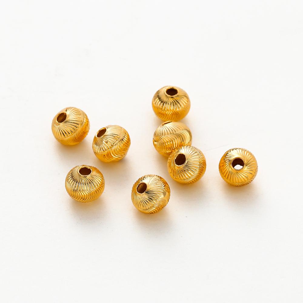 

20pcs/lot 4 5 6mm 14K 18K Gold Color Plated Brass Round Ball Bracelets Spacer Beads Jewelry Making Supplies Diy Accessories 4mm x 20Pcs