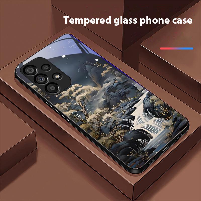 Jubao Basin Water For Samsung Galaxy S10 20 Plus 21 FE 22 23 24 FE 25 Ultra Black Tempered Glass Phone Case Hard Shell