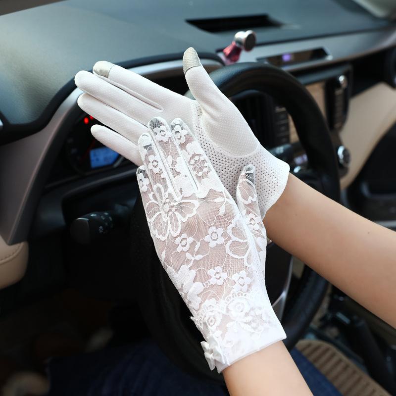 Gloves womens thin sunscreen cycling non-slip breathable short summer spring and autumn touch screen