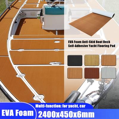 Self-Adhesive Foam Teak Decking EVA Foam Marine Flooring Faux Boat Decking Sheet Accessories Marine Gray Brown 2400x450x6mm