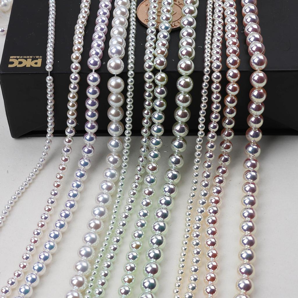 Pearl Aurora Super Bright Celestial Imitation Mother-of-Pearl White Round Beads for DIY Jewelry
