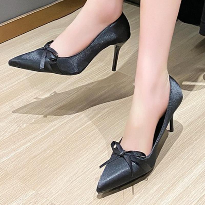 Letnie nowe stylowe zamszowe wodoodporne wsuwane damskie sandały na szpilce 2025 elegancka sukienka imprezowa kokarda projektant wysokie obcasy plus rozmiar