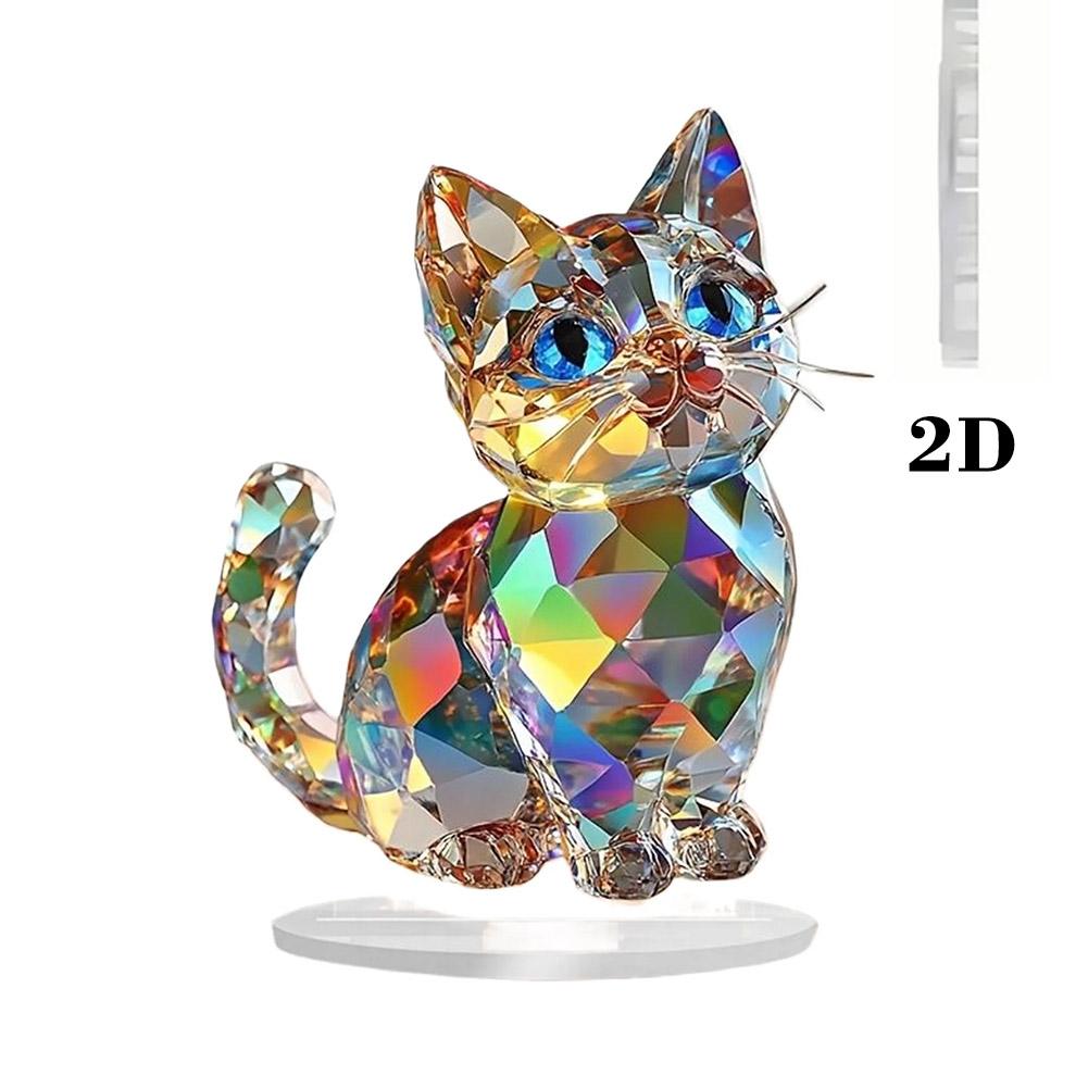 Acrylic Decorative Sign Cat Colorful 2D Flat Print Cute Elephant Ornament Crystal Art Home Decor Figurine Table Ornament Gifts