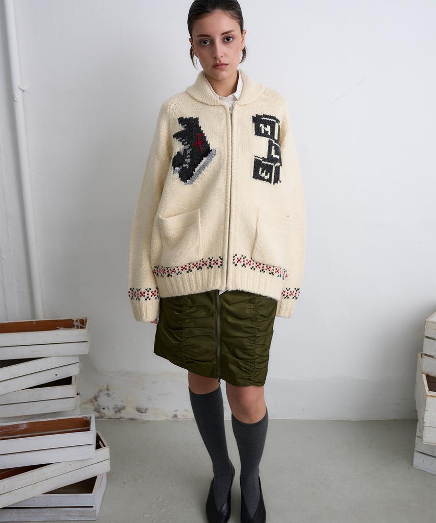 Milo Woman Utility Shirred Zipper Skirt [Khaki]