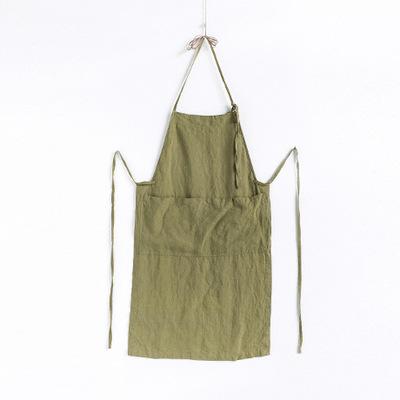 sub-cotton and linen apron plain ceramic art simple sleeveless kitchen home anti-fouling smock embroidery