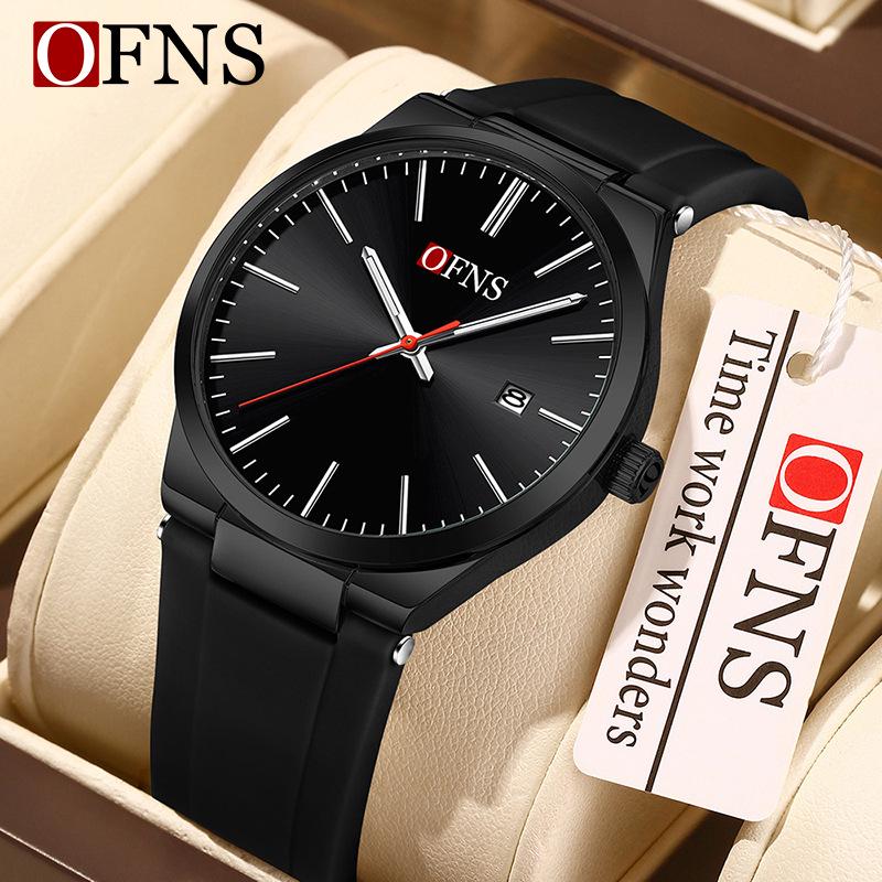 OFNS Classic Unisex Quartz Wristwatch with Calendar, Luminous Hands, 30M Waterproof, Thin Design, High-Value Bar Index.