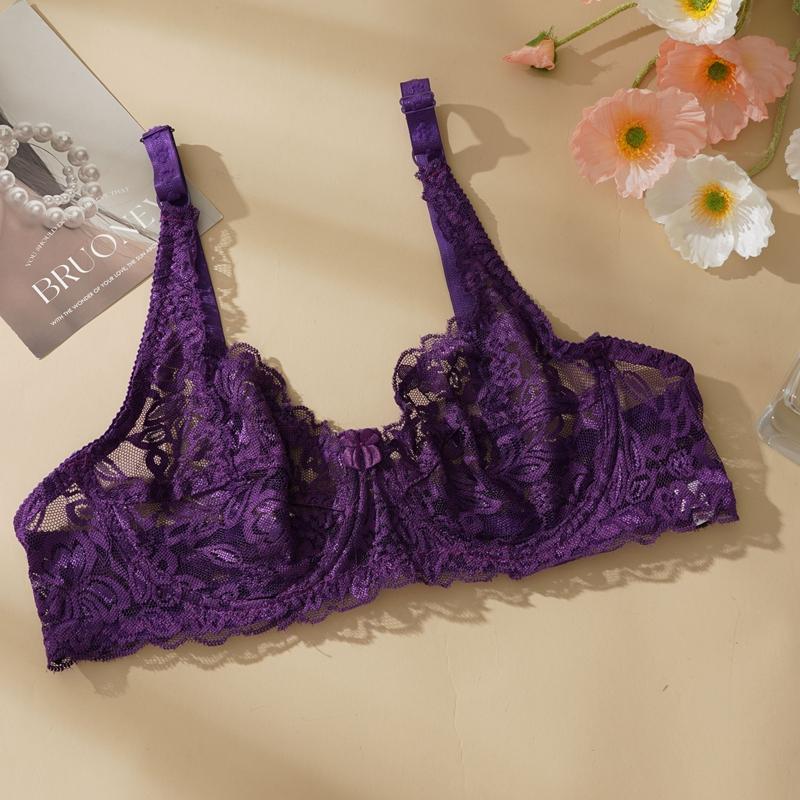 34-40 B/C Cup Plus Size Women Push Up Bra Lace Hollow Out Bralette Underwired Embroidery Lingerie Non-padded Sexy Underwear
