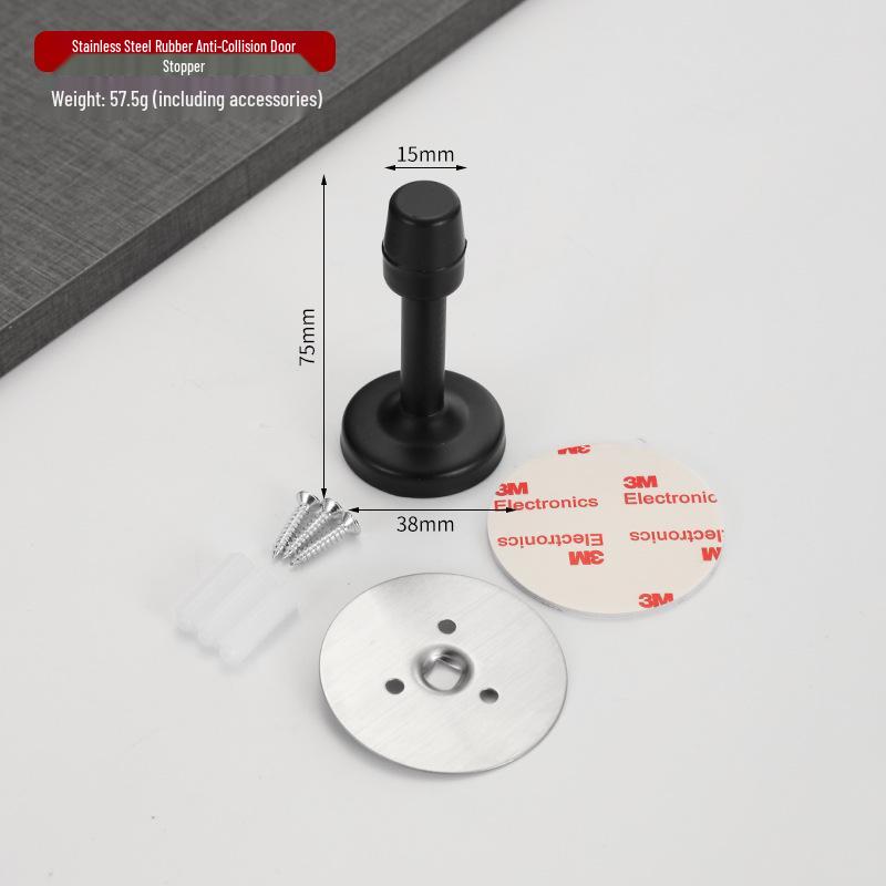 Stainless Steel No-Punch Anti-Collision Door Stopper with Rubber Bumper