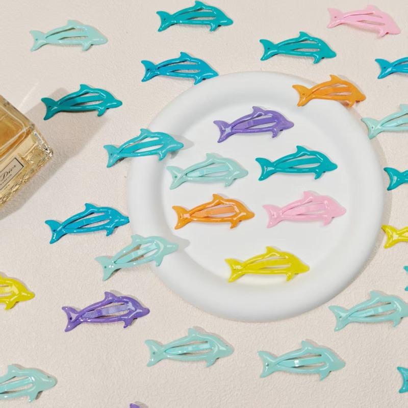 

4PCS Blue Little Dolphin Cute Baby Hairpin Summer Beach Sea Daughter Y2k Hot Girl Children Bangs Hairpin 4pcs