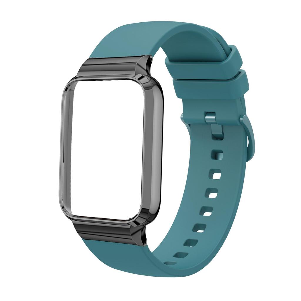 Compatible with Xiaomi Band 10 Pro Metal Frame: Standard Version Silicone Watch Strap with Flat Buckle in Matching Color.
