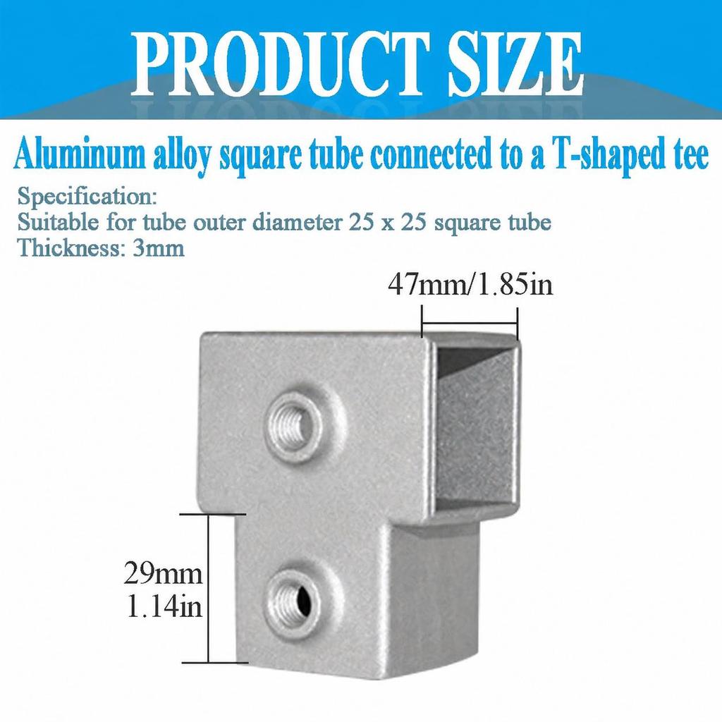 25X25 Tee Square Pipe Connector 8-piece Set Suitable for Square Pipe Railing Hook Mesh Fence Railing End Clip