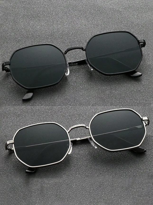 1/2 Pcs Unisex Geometric Durable Metal Metal Spectacle Frame Frame Temperament Trendy Eyeglasses For Outdoor Travel Driving Daily Life Accessories