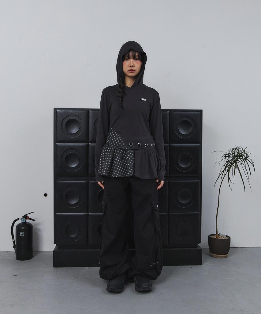 Tansanmageunesyum Button Hooded Layered Dress (Charcoal)