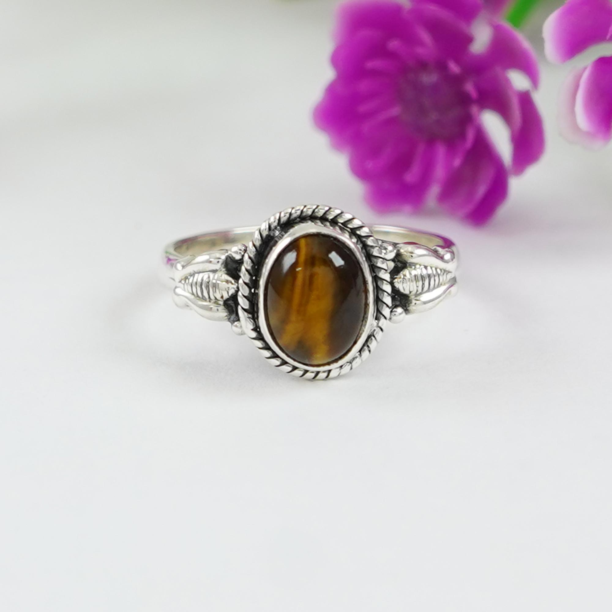 

Oval Tiger Eye Ring, 925 Sterling Silver Anniversary Ring, Honey Bee Ring, Brown Gemstone Ring 12