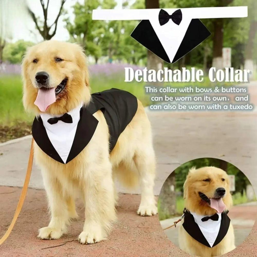 Black/Stripes Dog Tuxedo Costume Two Pieces Dog Formal Shirt Dog Wedding Costume  Wedding Occasion