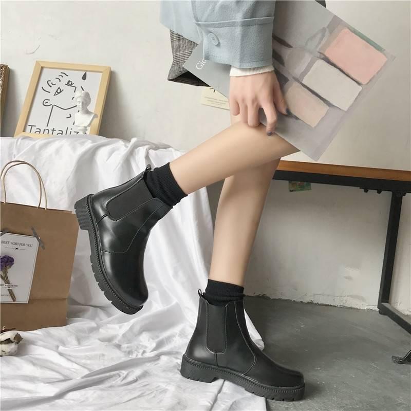 Botas de mujer Botas elásticas Chelsea Botas de mujer Botines de punta  redonda Punta gruesa Inferior Zapatos de leda Negro Botín Negro comprar a  buen precio — entrega gratuita, reseñas reales con