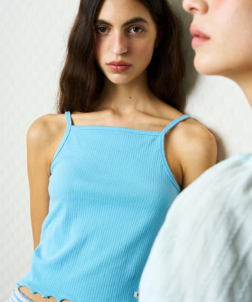 [Честно говоря] Топ на бретельках с lettuce-швом [Отправка из Кореи] 100% Оригинал One Size