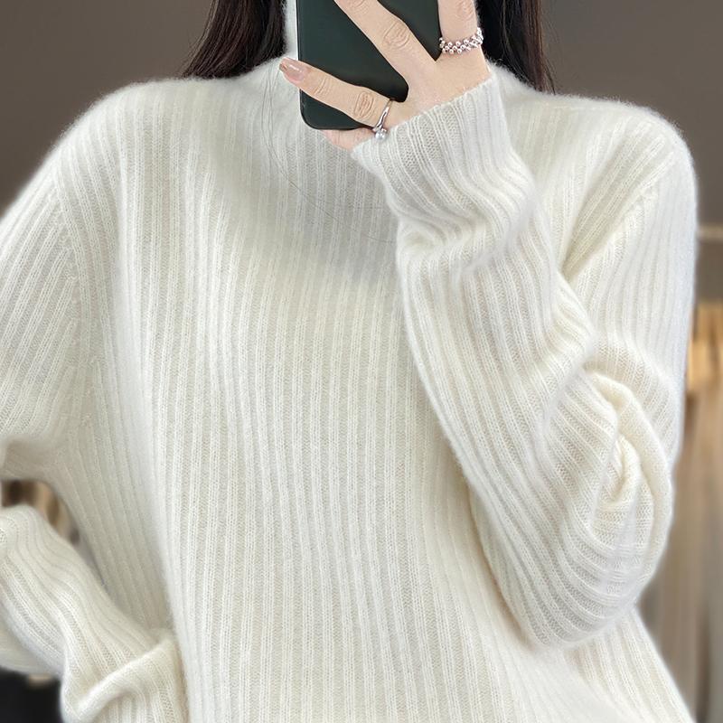 Women's Cashmere Sweater Qinghe Cashmere 30% Cashmere 70% Wool Women's Autumn and Winter Cashmere Pullover Soft and Warm