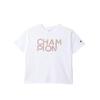 Champion Basic Short Sleeve Cotton USA RelaxFit Graphic Logo Crew Women's T-Shirt, White, 100% Print, Neck, CW-B326