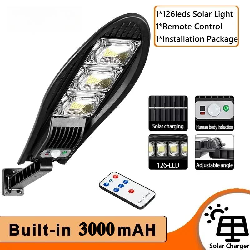 LED Solar Street Light Super Bright Outdoor Waterproof 168LED Lamp Motion Sensor 3 Modes Lighting Remote Control For Garden Gard