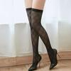 Plus Size Black White Lace Stockings Sexy Transparent Over Knee Thigh High Fishnet Christmas Long Socks With Anti-Slip For Women