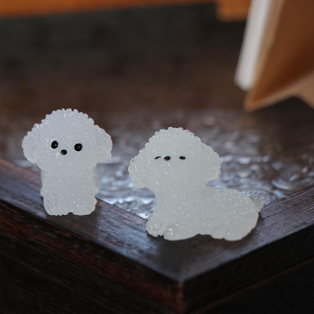 Handmade Mini Luminous Poodle Dog Figurines Cartoon Micro Landscape Decoration Garden