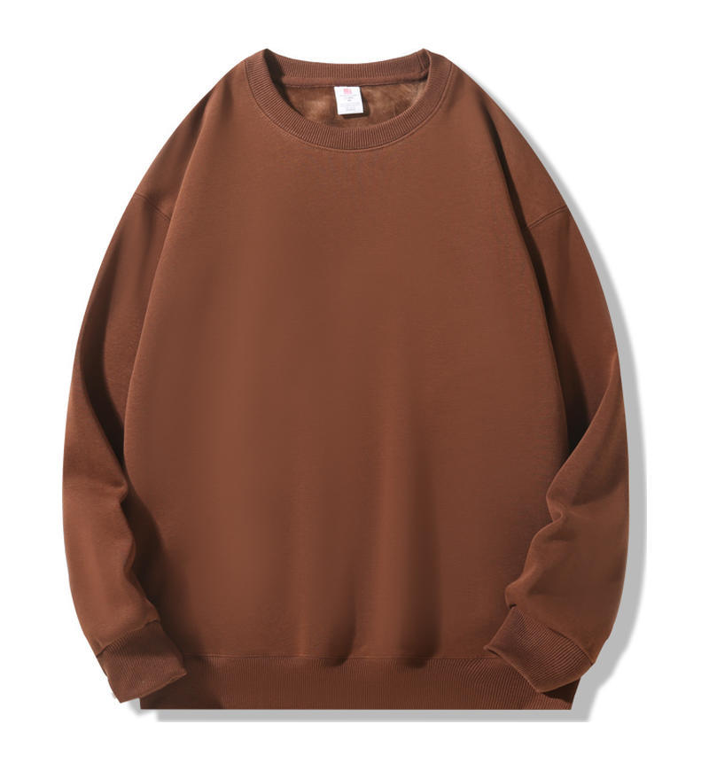Silver Fox Fleece Sweatshirt Fleece-Lined Thickened Crew Neck Sweatshirt Men's & Women's Fashion Fall Winter Loose-Fit Drop-Shoulder Basic Sweatshirt