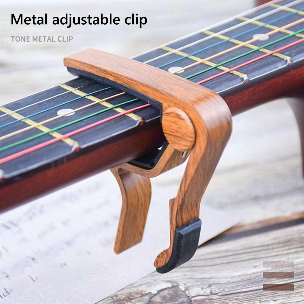 Wood Grain Guitar Capo Aluminium Alloy Electric Guitar Parts Quick Change Clamp Key Universal Guitar Tone Adjusting Clamp