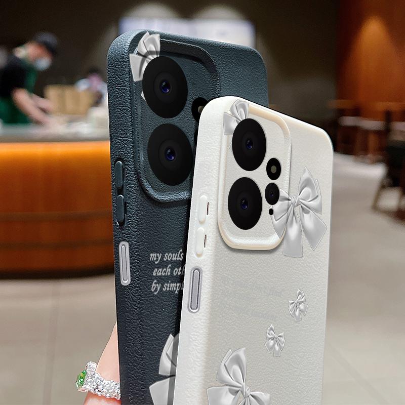 Etui z nadrukiem kokardki ze skóry TPU matowe smukłe do Xiaomi 13T Pro Poco X6 M6 Redmi Note 14 Pro 13 12 11 Ochrona obiektywu Miękka, odporna na wstrząsy obudowa telefonu