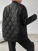 European & American Style Women's Quilted Diamond Pattern Cotton Jacket, Round Neck, Loose Fit - Autumn/Winter 2024 Collection.