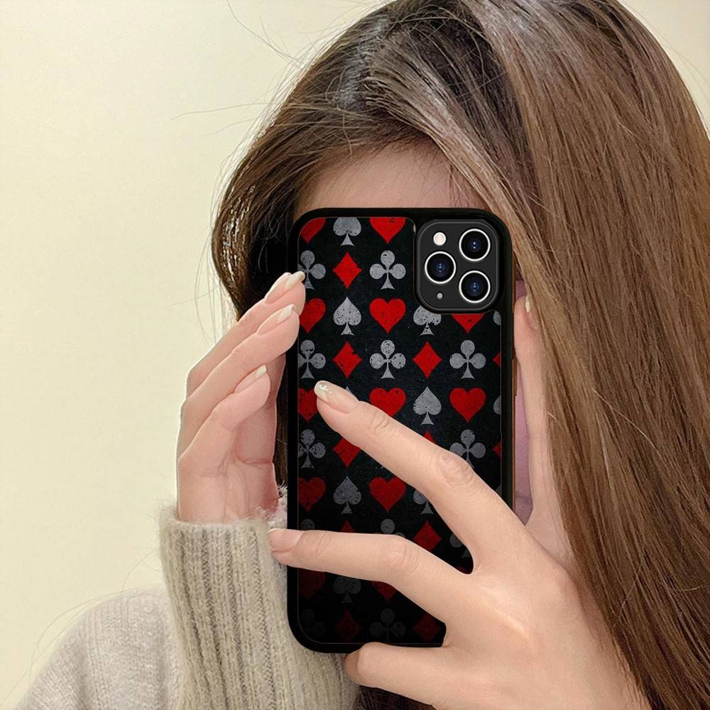Poker Pattern Game Phone Case For IPhone 16 Pro Max 15 14 Plus 14 13 12 11 17 PC+TPU Cases Back Cover