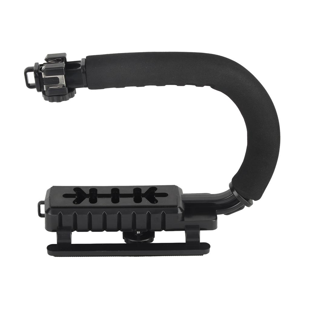 Camera Handheld Stabilizer ABS Sponge Adjustable Angle U Shaped 3 Hot Shoe Handheld Stabilizer for