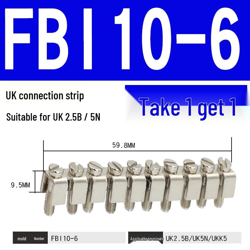 UK 2.5B/5/6/10N Rail Mount Terminal Block with Non-Stripping Screw Clip