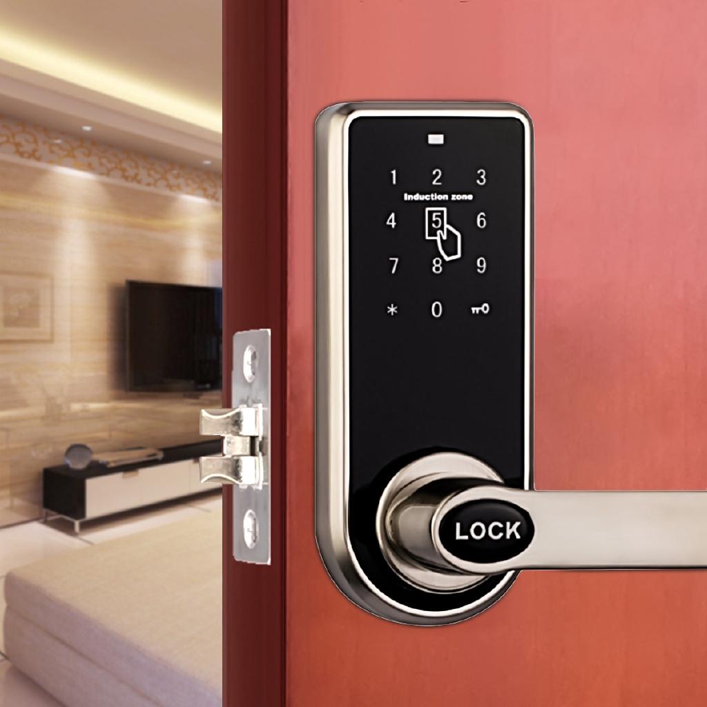 Home Security Smart Code Door Lock Keypad Card Intelligent Digital Keyless I-way Zinc Alloy Stainless steel Silver
