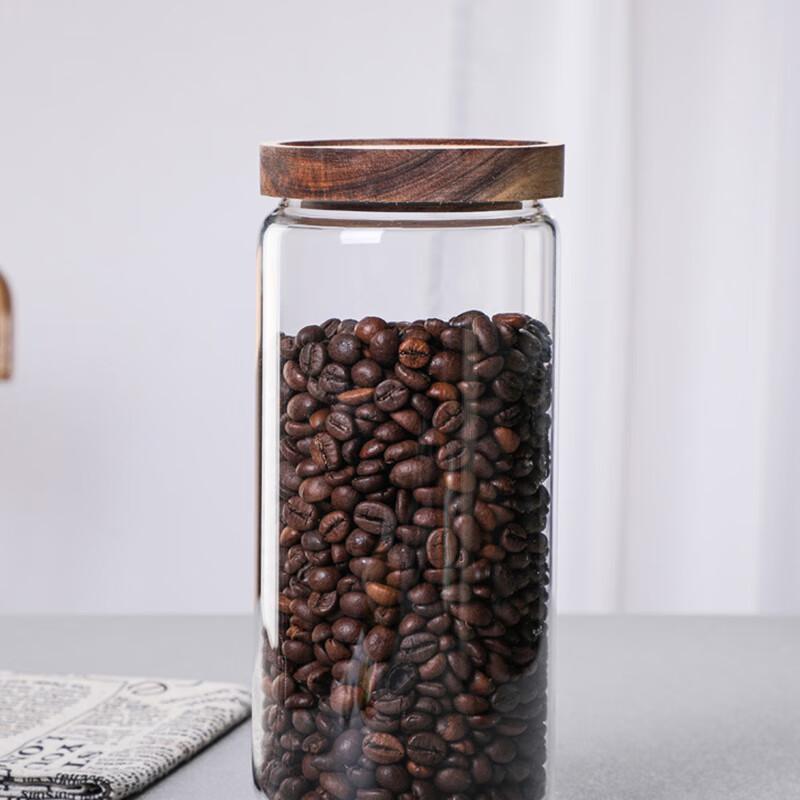 UOSU Glass Storage Jars with Acacia Wood Lids (Set of 2)