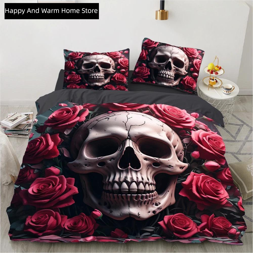 Comforter Skull Wedding Cartoon Comforter Sets Bedding Set Double Queen King Twin Full Size Boys Girls White