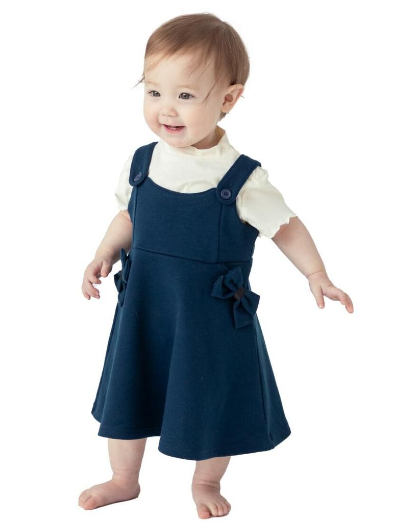 Ever Closet Clothing Girls Clothing Baby Baby Clothing Jumper Skirt Tops Baby Newborn Cotton Navy 80 [ever Closet] Children's One-piece