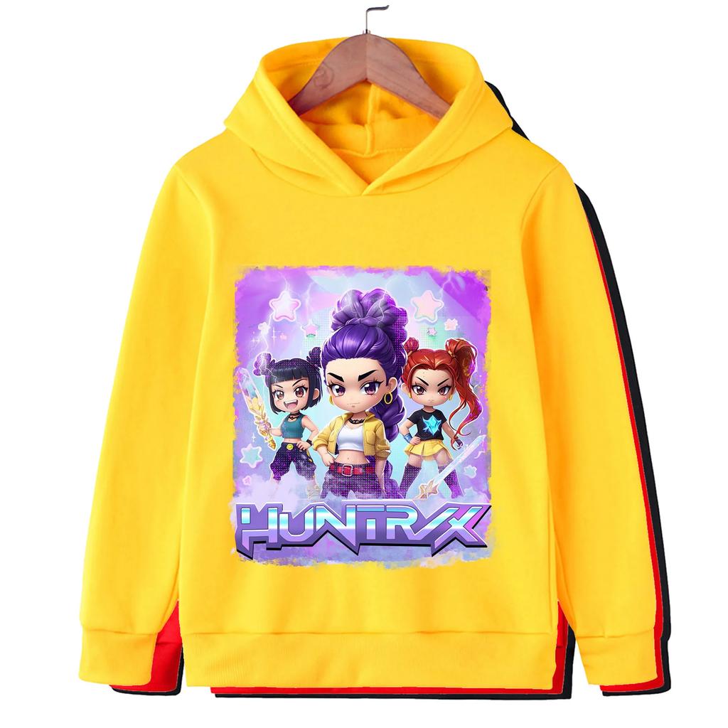 Kpop Witch Hunt Children's Clothing, Beautiful Girls' Spring and Autumn Hooded Sweatshirt, Stylish and Versatile Pullover
