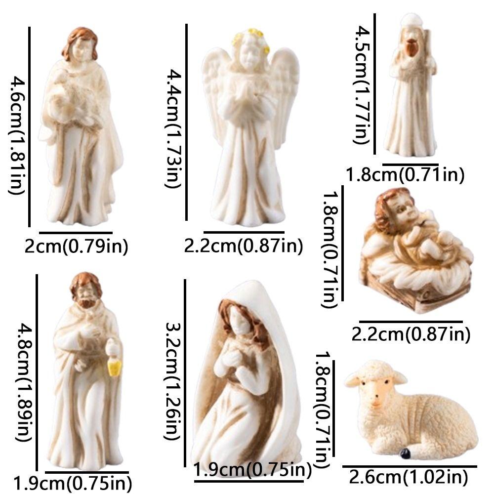 7Pcs Miniature Nativity Scene Figurine Set Resin Craft Vintage Jesus Virgin Mary Figurine Small Figurine Collectible