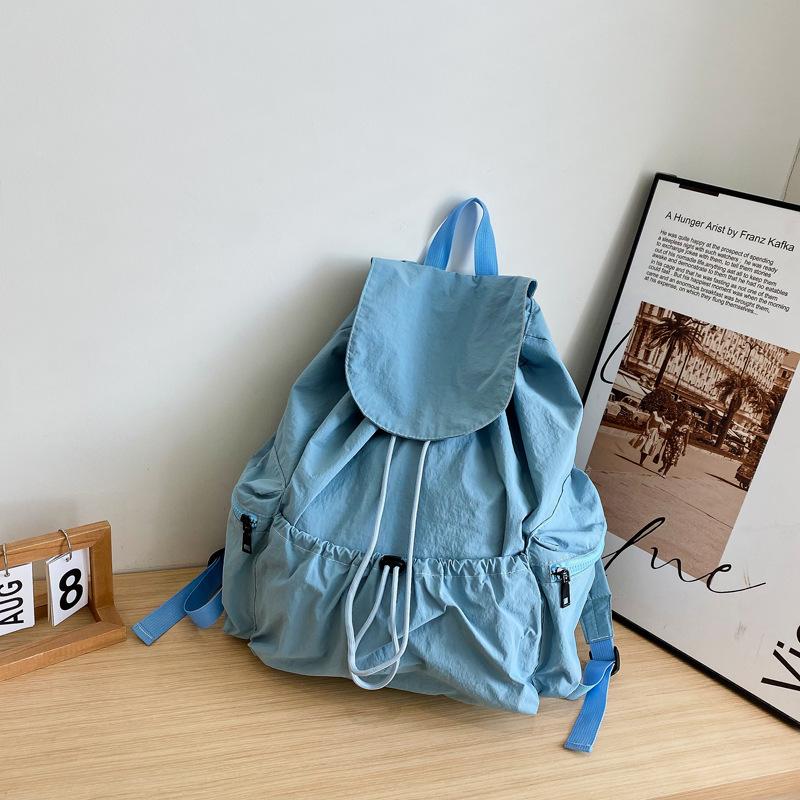 School bag with lazy style pleated drawstring niche design backpack for women, 1011 new casual lightweight backpack, small backpack