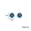 Blue Color Flower Women's Stud Earrings Tiny Petals Lovely Small Earrings for Girls Mini Plant Element New Year Part Gift