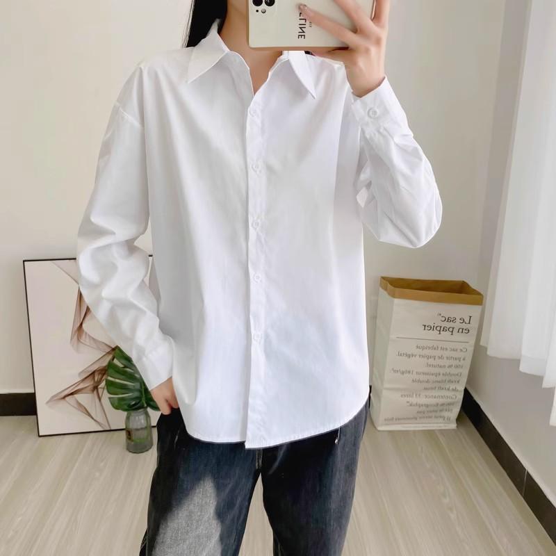 Spring Autumn Women's White Elegant Fashion Shirt Ladies Long Sleeve Simple All-match Buttons Cardigan Blouse