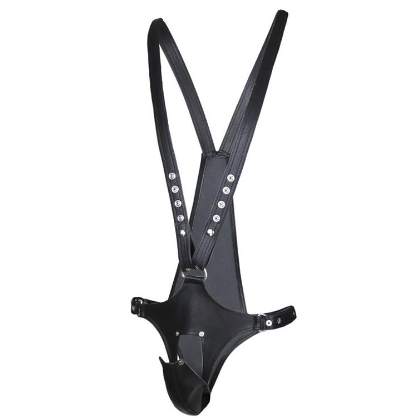 VaHppy Overalls Toys for Men Underwe Couple Hanging Socks Leather Pants Shoulder Strap Men's Erotic Clothing Cover Private Parts