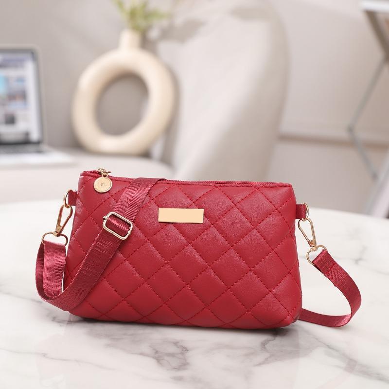 New Women's Rhombus Embroidered Clutch Bag, Fashionable and Versatile, Large-capacity Portable Storage Small Bag, Oblique Shoulder