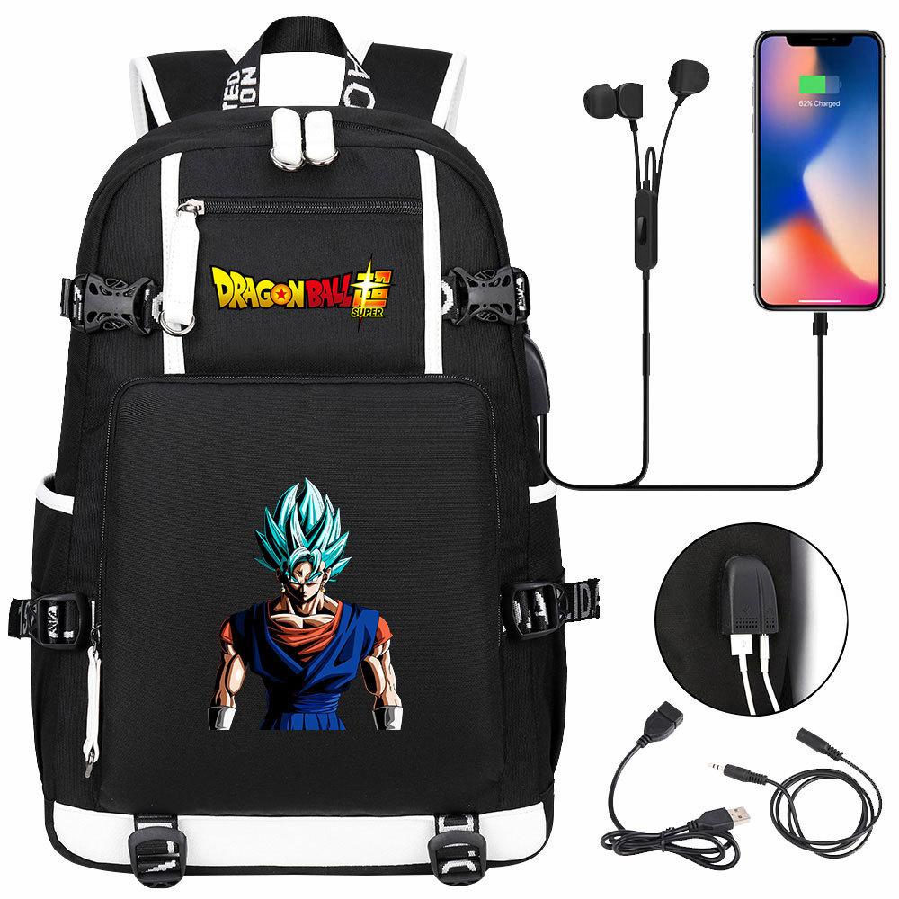 Vegeta Sun Wukong Dragon Ball Ultra USB Headphones Teen Student School Bag Men's and Women's Leisure Travel Backpack