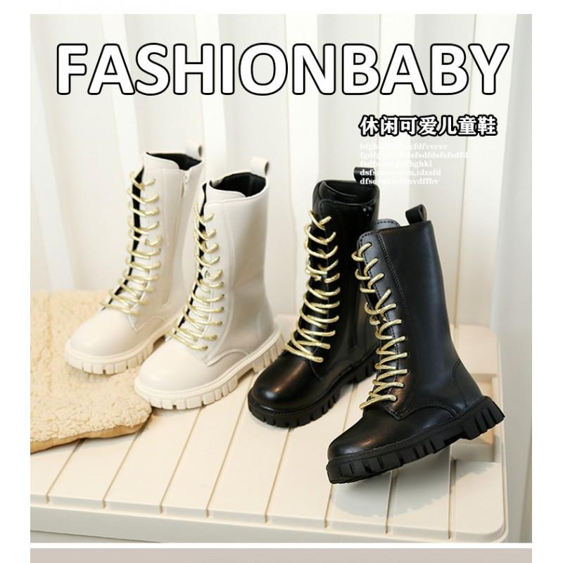 Kinder Mädchen High Shaft Martin Boots in Gold Weiß Schwarz Kleinkind Kind Mode Herbst Winter