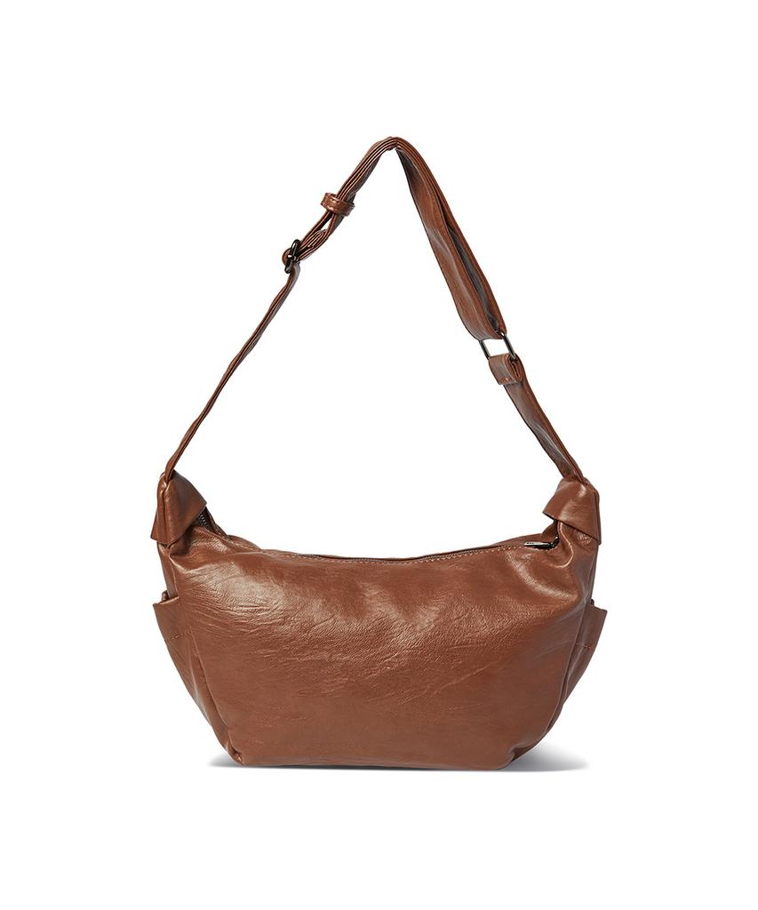 The Green Lab Faux Leather Hobo Crossbody Bag [Brown]