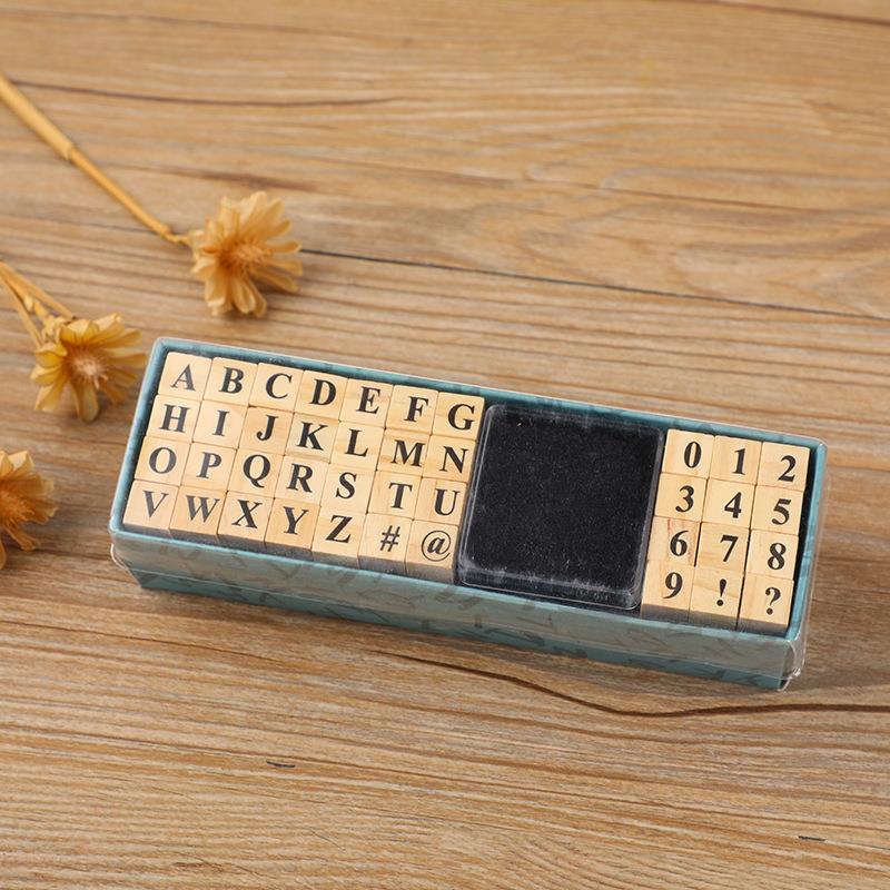 A Set Letters Retro Seal Wood Stamps Wooden Rubber Stamps Scrapbooking Stationery DIY Craft Album Decoration Handmade