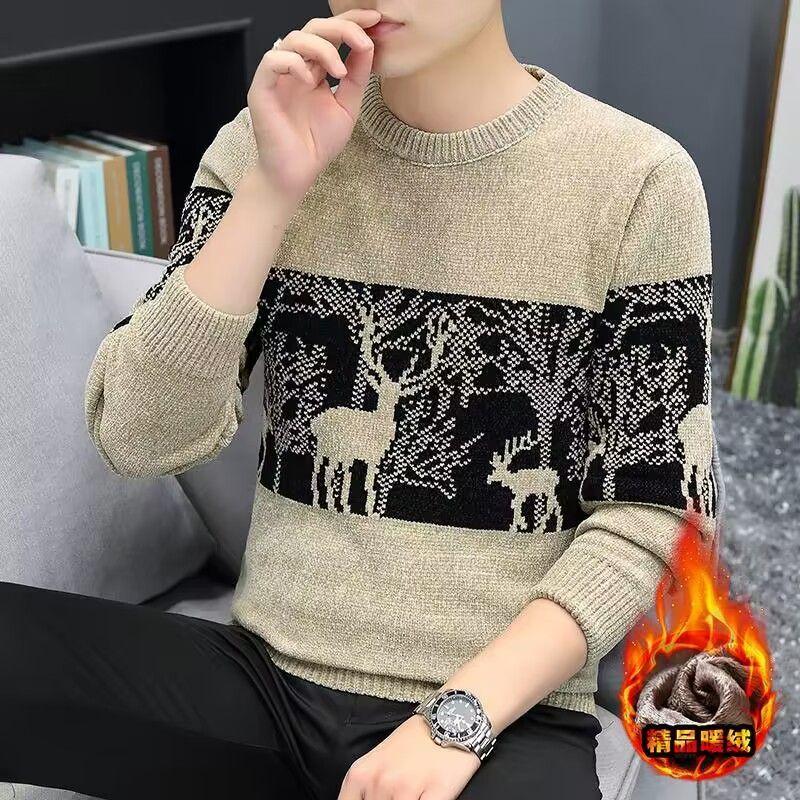 Herren Herbst und Winter Mode Casual Pullover Langarm Übergroßen Strickpullover Männer Weihnachten Pullover