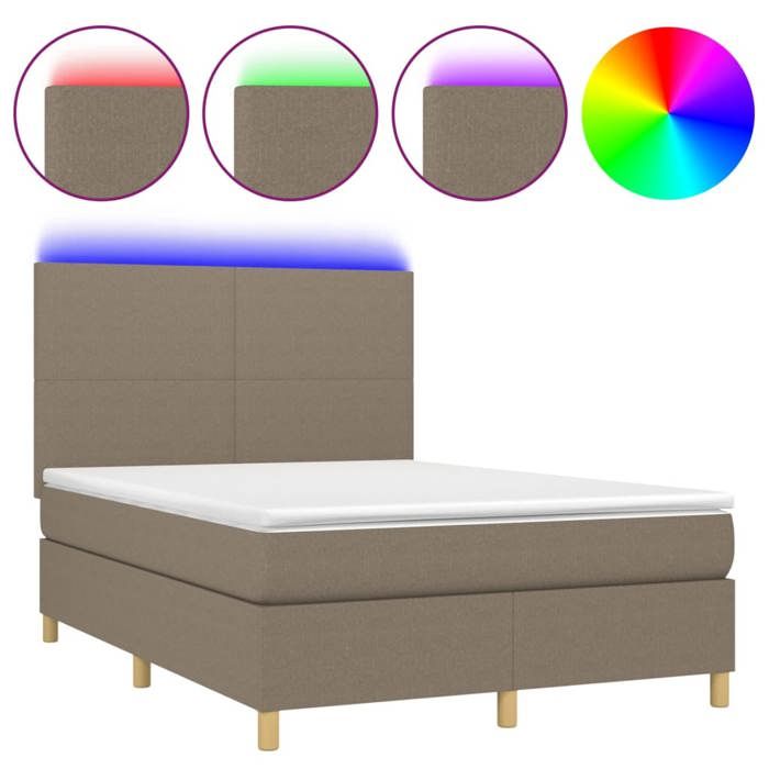 VidaXL Sommier à Lattes de Lit avec Matelas et LED, Lit Rembourré, Lit Double, Lit Adulte de Chambre à Coucher Intérieur, 3135281